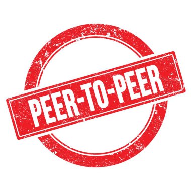 Kırmızı grungy yuvarlak vintage pul üzerine PEER-to-peer metin.
