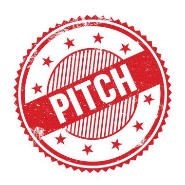 PITCH metin kırmızı grungy zig zag kenarları yuvarlak pul üzerine yazılmış.
