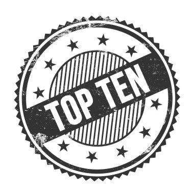 Siyah grungy zig zag kenarları yuvarlak pulu üzerine yazılmış Toplam 10 metin.