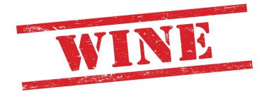 Kırmızı grungy vintage kauçuk damga üzerine şarap metni.