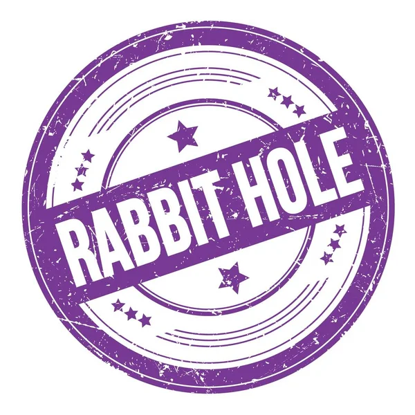 Rabbit Hole Texte Sur Timbre Texture Ronde Grunge Indigo Violet — Photo