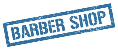 BARBER Mağazası Mavi grungy dikdörtgen mühür işareti.