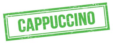 Yeşil grungy vintage dikdörtgen pulu üzerindeki CAPPUCCINO metni.