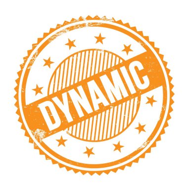 DYNAMIC metin turuncu grungy zig zag kenarları yuvarlak pul üzerine yazılmış.