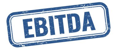 Mavi grungy vintage dikdörtgen damgalı EBITDA metni.