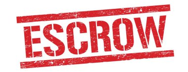 Kırmızı grungy dikdörtgen damga işareti üzerinde ESCROW metni.