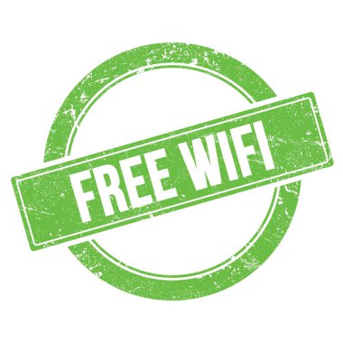 Yeşil grungy yuvarlak vintage pul üzerinde FREE WIFI metin.
