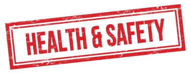 Kırmızı grungy vintage dikdörtgen damgalı Sağlık & Güvenliği metni.