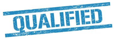 Mavi grungy dikdörtgen damga işareti üzerinde nitelleştirilmiş metin.