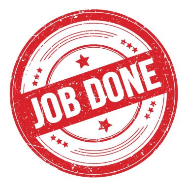 Kırmızı yuvarlak pasaklı doku damgasıyla ilgili JoB Done metni.