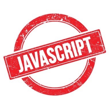 Kırmızı grungy yuvarlak vintage pul üzerine JAVASCRIPT metin.