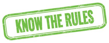 Yeşil grungy vintage dikdörtgen damgalı kural metnini bil.