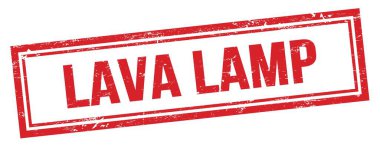 Kırmızı grungy vintage dikdörtgen damgalı LAVA LAMP metni.