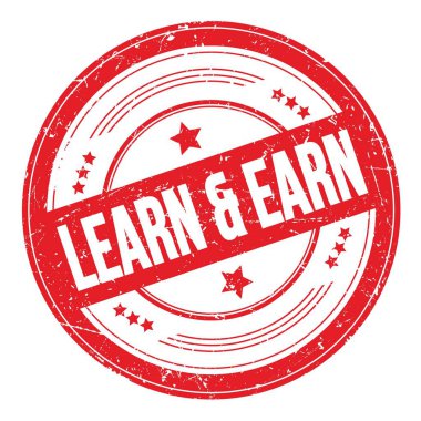 Kırmızı yuvarlak grungy desen damgası üzerinde EARN & EARN metni.