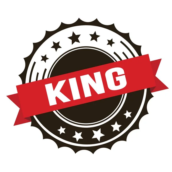 King Szöveg Piros Barna Szalagos Jelvényen — Stock Fotó