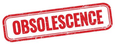 Kırmızı grungy vintage dikdörtgen damgalı OBSOLESCENCE metin.