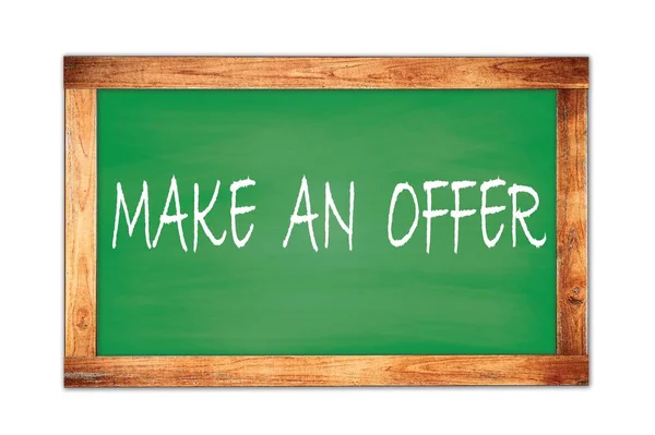 Make Offer Text Written Green Wooden Frame School Blackboard — Stock Photo, Image