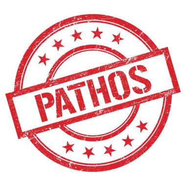 PaTHOS metin kırmızı yuvarlak vintage kauçuk damga üzerine yazılmış.