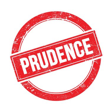 Kırmızı grungy yuvarlak vintage pul üzerine PRUDENCE metin.