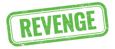 Yeşil grungy vintage dikdörtgen damgalı REVENGE metni.