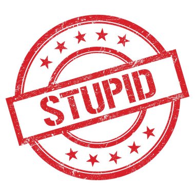 Kırmızı yuvarlak vintage kauçuk damga üzerine yazılmış aptal metin.