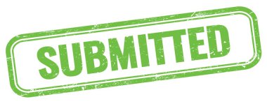 Yeşil grungy vintage dikdörtgen damgalı SUBMITTED metni.