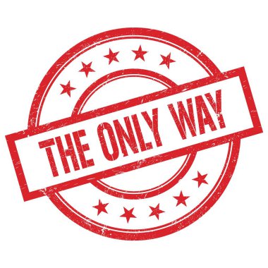 Kırmızı yuvarlak plastik damga ile yazılmış tek yol metni.