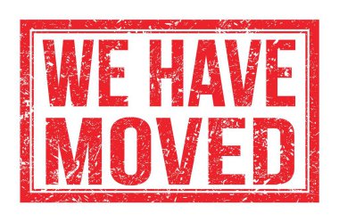 Hareket ettik, kırmızı dikdörtgen damga işareti üzerine yazılmış kelimeler.