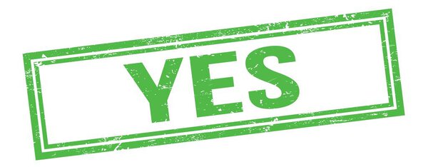 Текст ДА на зеленой граненой винтажной прямоугольной марке.