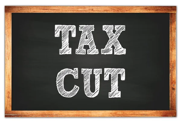 Tax Cut Geschreven Zwart Houten Schoolbord — Stockfoto