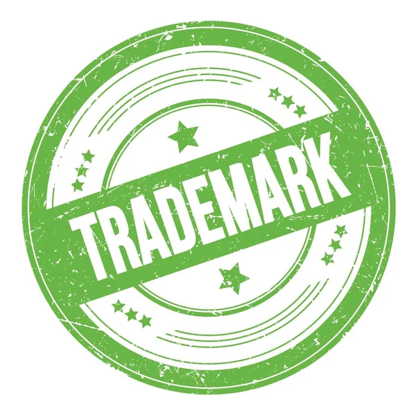 绿色圆形纹理图章上的Trademark文本 — 图库照片
