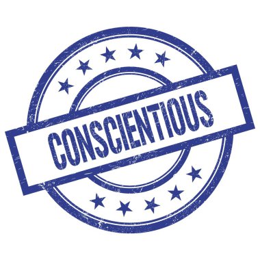 Mavi, yuvarlak, klasik kauçuk damgalı bilinçli bir metin..