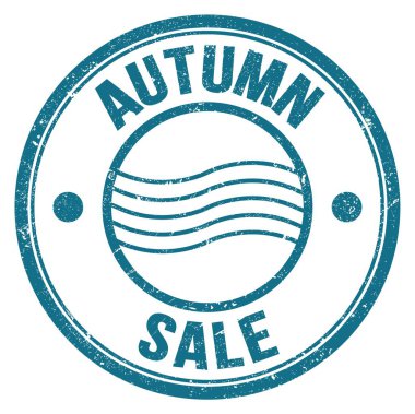 AUTUMN Satış metni mavi yuvarlak posta pulu işareti üzerine yazılmış