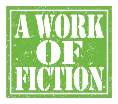 Bir kurgu eseri, yeşil damga işareti üzerine yazılmış kelimeler.