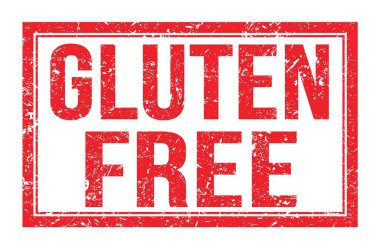 GLUTEN ÖZGÜRLÜK, kırmızı dikdörtgen mühür işareti üzerine yazılmış kelimeler