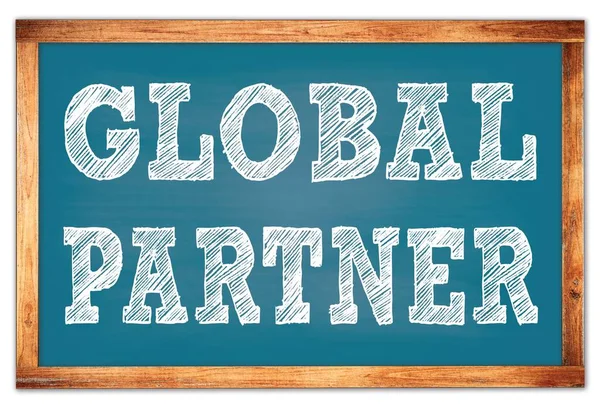 Global Partner Написаний Синій Дерев Яній Дошці Шкільної Дошки — стокове фото