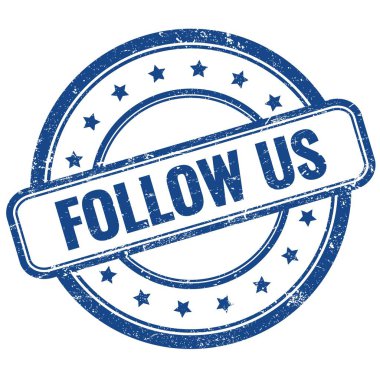 FOLLOW ABD metin mavi vintage grungy yuvarlak kauçuk damga.