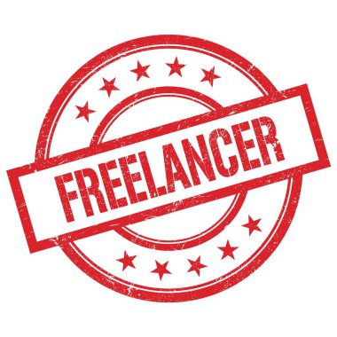 FREELANCER kırmızı yuvarlak lastik damga üzerine yazılmış metin.