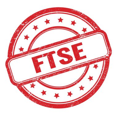 Kırmızı grungy vintage lastik mühür üzerine FTSE metin.