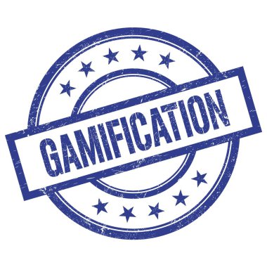 Mavi yuvarlak vintage kauçuk damga üzerine yazılmış GAMIFICATION metin.