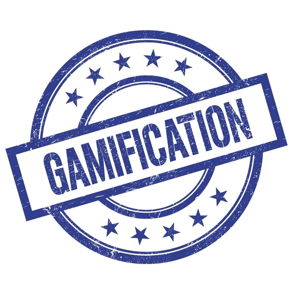 Mavi yuvarlak vintage kauçuk damga üzerine yazılmış GAMIFICATION metin.