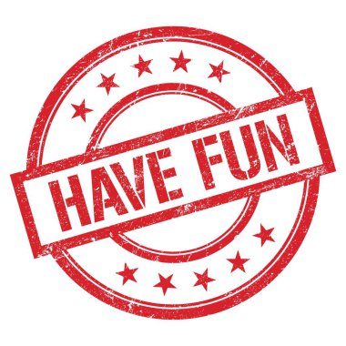 Kırmızı, yuvarlak, lastik damgalı eğlenceli bir metin olsun.