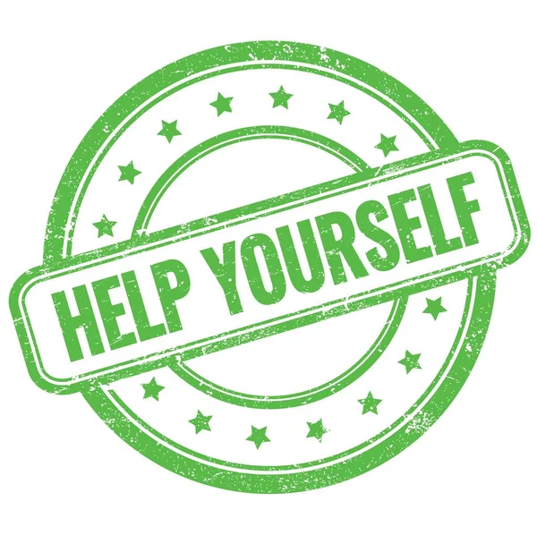 Yeşil, eski, pasaklı, yuvarlak, lastik damgalı metne yardım et..