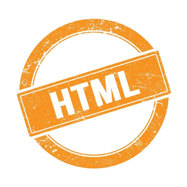 Html Κείμενο Πορτοκαλί Grungy Γύρο Vintage Σφραγίδα — Φωτογραφία Αρχείου