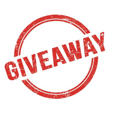 Kırmızı grungy vintage yuvarlak damga üzerine yazılmış Give EAways metni.