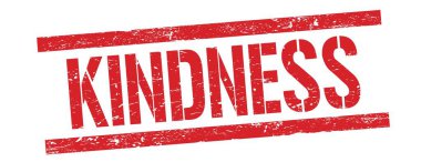 Kırmızı grungy dikdörtgen damga işareti üzerinde KINDNESS metin.