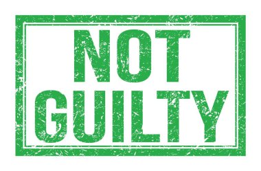 GUILTY değil, yeşil dikdörtgen damga işareti üzerine yazılmış kelimeler
