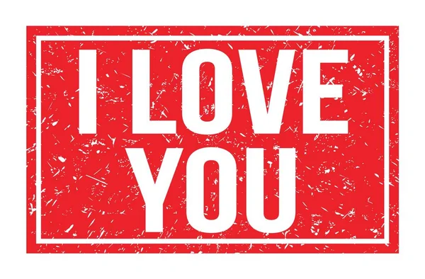 Love You Слова Написанные Красном Прямоугольном Штампе — стоковое фото