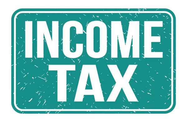 Income Tax 所得税 青い四角形の切手サイン — ストック写真