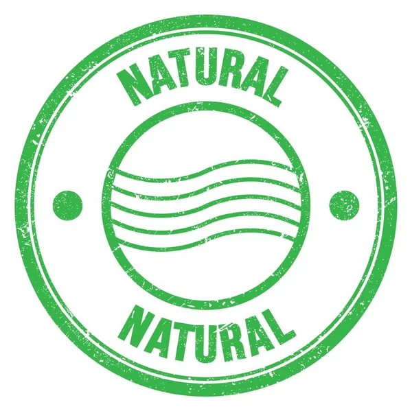 Naturalne Słowo Napisane Zielonym Okrągłym Znaku Znaczka Pocztowego — Zdjęcie stockowe